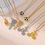 Gold 1 Titanium Steel Zircon-inlaid Tennis Necklace