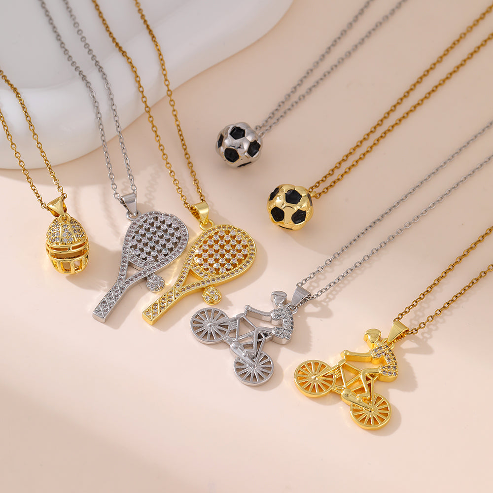 Gold 1 Titanium Steel Zircon-inlaid Tennis Necklace