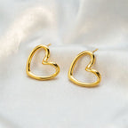 Gold Simple Geometric Twisted Heart-shaped Stainless Steel Stud Earrings