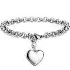Gold 14mm Smooth Heart-shaped 18k Gold Bracelet With Laser-engraved Letters