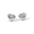 Steel-colored Suit Heart Necklace Earrings Jewelry Set Stainless Steel Gold Plated