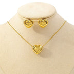 Steel-colored Suit Heart Necklace Earrings Jewelry Set Stainless Steel Gold Plated