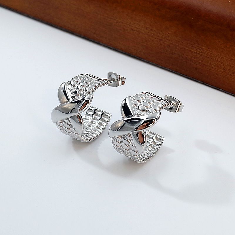 Gold Ring Snake Pattern Bangle Earrings Set Stainless Steel Gold Plated