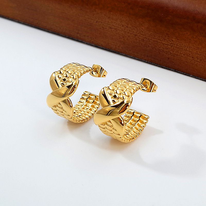 Steel Ring Snake Pattern Bangle Earrings Set Stainless Steel Gold Plated