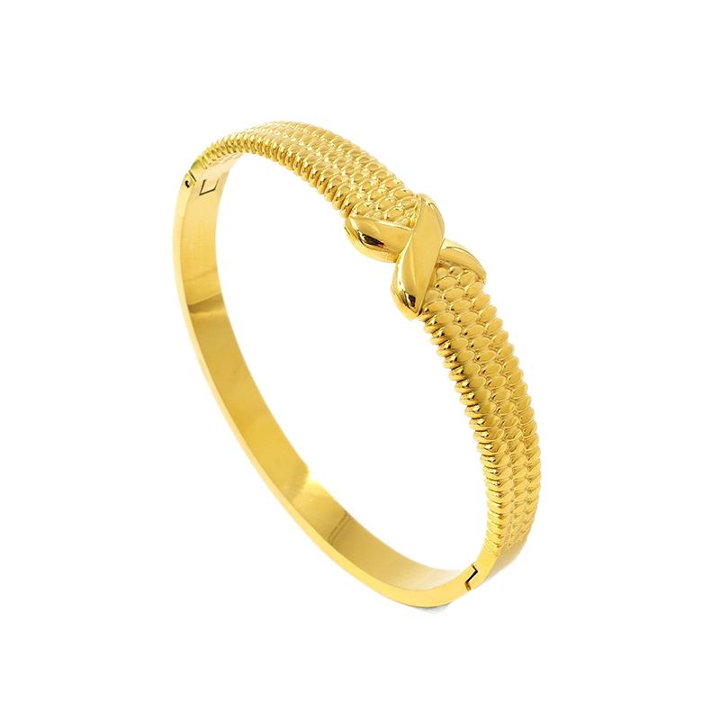Steel Earrings Snake Pattern Bangle Earrings Set Stainless Steel Gold Plated