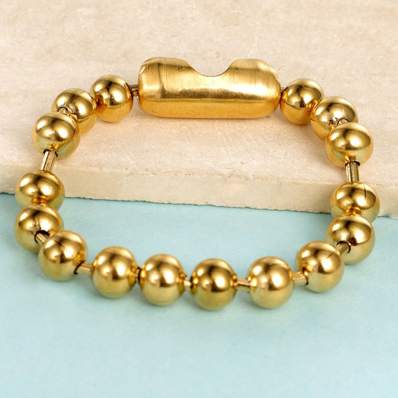 Steel Color Stainless Steel 8mm Bead Chain Hip Hop Bracelet