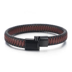 Black And Brown Mixed Color Leather Braided Men's Bracelet