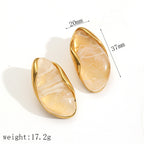 Brown Stainless Steel Irregular Resin Earrings