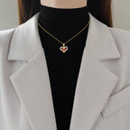 Necklace Stainless Steel Diamond-encrusted Heart Necklace