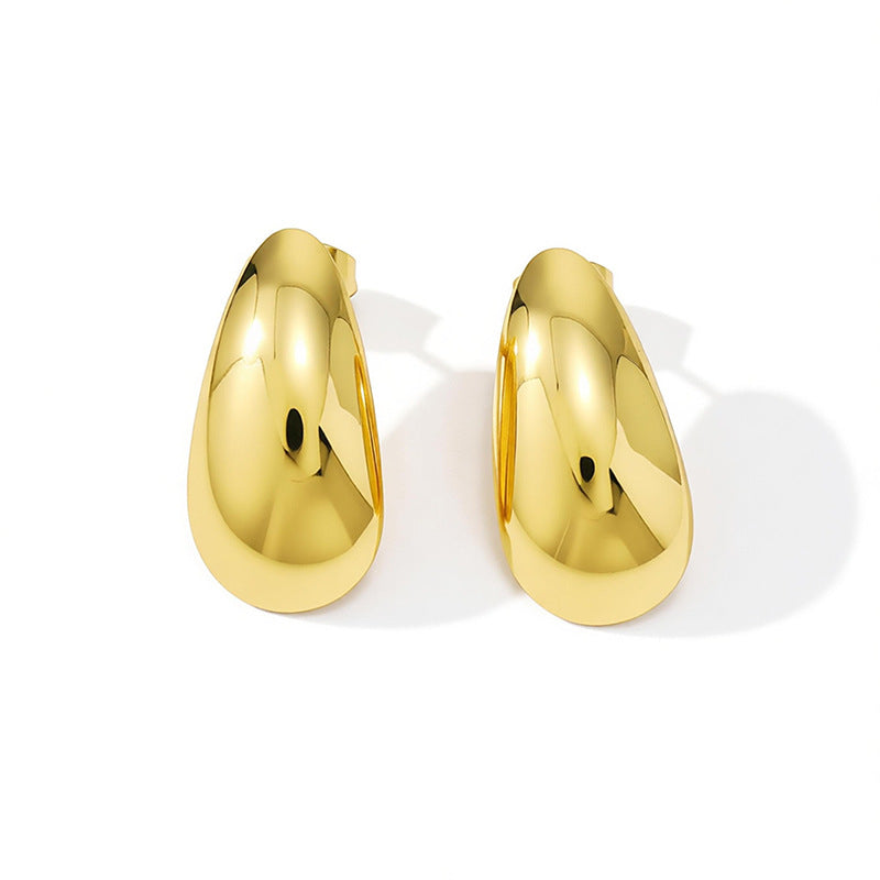 Three-leaf Flowers Glossy Waterdrop Stainless Steel Studs