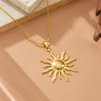 Gold Stainless Steel Sun Necklace