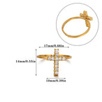 Ring #5 304 Stainless Steel Diamond-set Cross Ring
