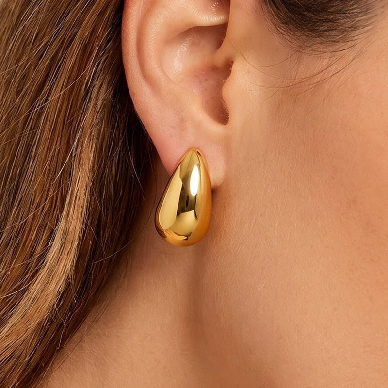 Star Earrings Glossy Waterdrop Stainless Steel Studs