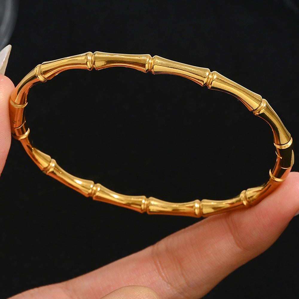 Bracelet 2# Titanium Steel Round Bracelet With Diamonds