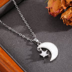 Necklace #8 304 Stainless Steel Diamond-encrusted Heart And Moon Necklace