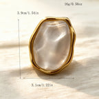White Oversized Resin Stainless Steel Statement Ring