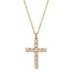 Gold Stainless Steel Diamond Cross Necklace