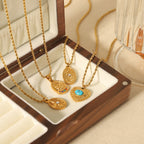 Fashion 4# Titanium Steel Diamond Starburst Oval Necklace