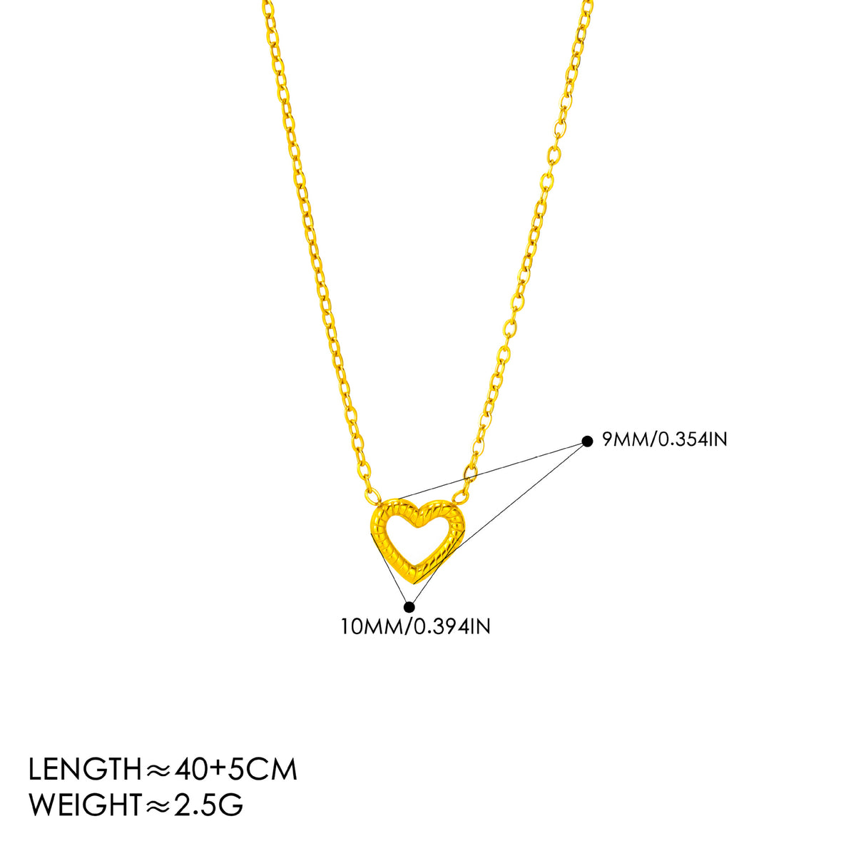 Necklace 304 Stainless Steel Heart Necklace