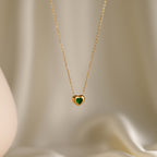 White Heart Titanium Steel Diamond-encrusted Heart Necklace
