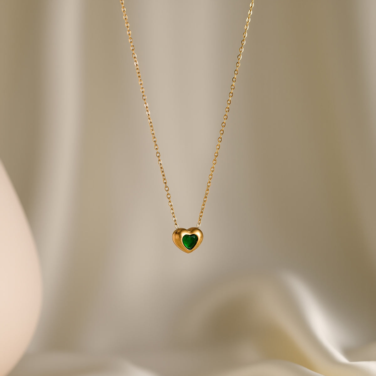 White Heart Titanium Steel Diamond-encrusted Heart Necklace