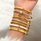 Bracelet 2# Titanium Steel Round Bracelet With Diamonds
