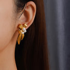 Earrings 2# Stainless Steel Diamond-studded Oval Heart Bow Drop-shaped Geometric Earrings