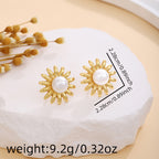 Earring #9 Bowknot Texture Pearl Metal Style Studs