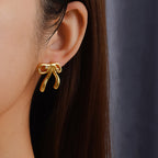 Earrings 2# Stainless Steel Diamond-studded Oval Heart Bow Drop-shaped Geometric Earrings