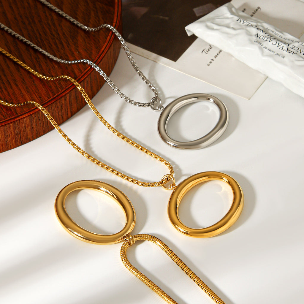 Necklace #3 Stainless Steel Openwork Oval Necklace