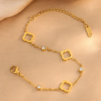 Diamond Four-leaf Clover Necklace Stainless Steel Diamond Petal Necklace
