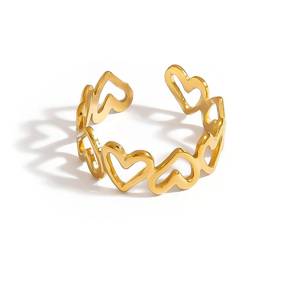 Love Stainless Steel Heart Round Ring