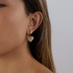 Silver Stainless Steel Diamond Heart Hoop Earrings