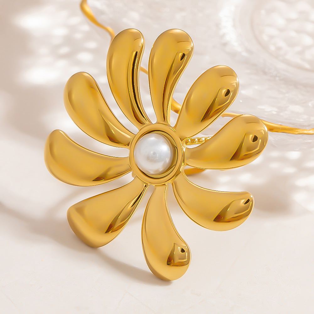 Ring12# Stainless Steel Flower Ring