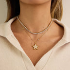 Necklace #2 Stainless Steel Diamond-encrusted Round Necklace