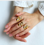 Gold Titanium Steel Irregular Open Ring