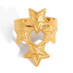 Gold Stainless Steel Five-pointed Star Ring