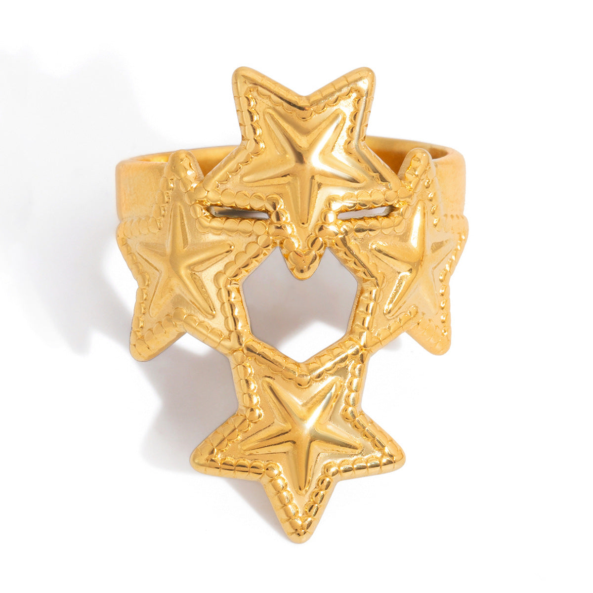 Two-tone Stainless Steel Five-pointed Star Ring