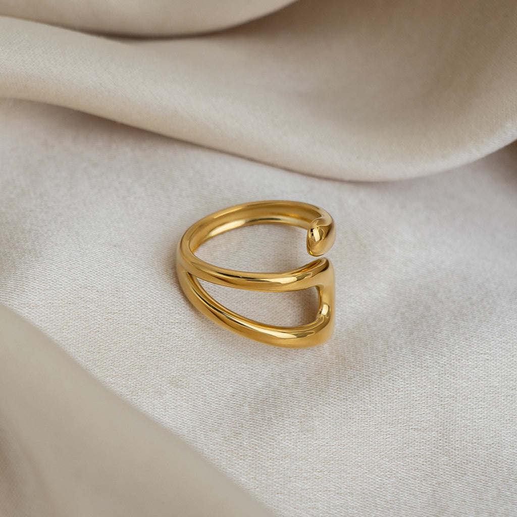 Gold Stainless Steel Irregular-shaped Ring