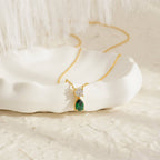 April + Transparency Titanium Steel Diamond-encrusted Teardrop Necklace