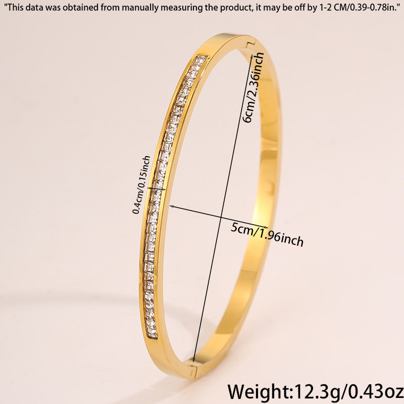 Bracelet #1 Titanium Steel Diamond-encrusted Round Bracelet