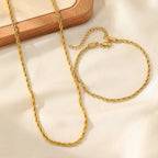 Silver Stainless Steel Twist Necklace Bracelet Set