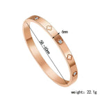 Rose Gold Titanium Steel Diamond-encrusted Four-leaf Clover Bracelet