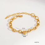 Gold Stainless Steel Heart Bracelet