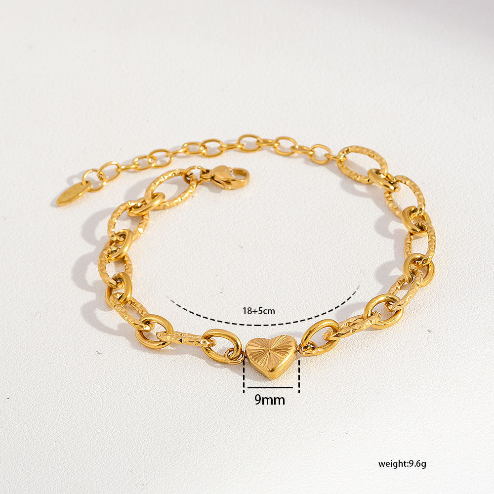 Gold Stainless Steel Heart Bracelet
