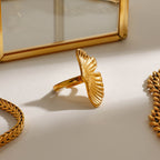 Gold Ginkgo Leaf Open Ring