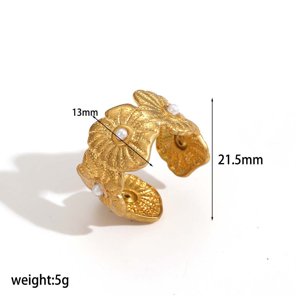 Ring 6# Stainless Steel Flower Ring