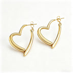 Gold European American Stainless Steel Heart Earrings Light Luxury High End Fashion Individual Niche Simple Gold Earrings