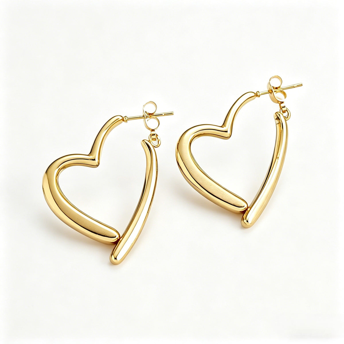 Gold European American Stainless Steel Heart Earrings Light Luxury High End Fashion Individual Niche Simple Gold Earrings