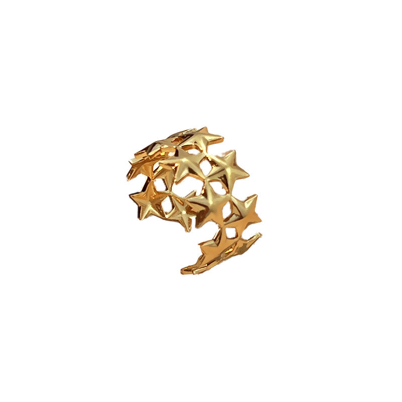 Silver Stainless Steel Five-pointed Star Ring